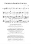 When Johnny Comes Marching Home - Voice Lead Sheet in Bm With Chords & Lyrics - Easy