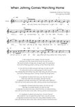 When Johnny Comes Marching Home - Voice Lead Sheet in Am With Chords & Lyrics - Easy