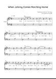 When Johnny Comes Marching Home - Piano in Bm With Chords & Lyrics - Beginner
