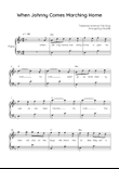 When Johnny Comes Marching Home - Piano in Dm With Chords & Lyrics - Beginner