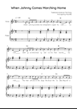 When Johnny Comes Marching Home - Voice With Piano in Gm With Chords & Lyrics - Easy