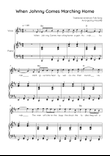 When Johnny Comes Marching Home - Voice With Piano in Bm With Chords & Lyrics - Easy