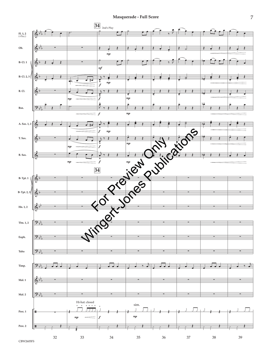 Masquerade (Score) Concert Band - Sheet Music page 8