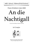 SCHUBERT: An die Nachtigall, D.497 (transposed to 7 keys: G, F-sharp, F, E, E-flat, D, D-flat major)