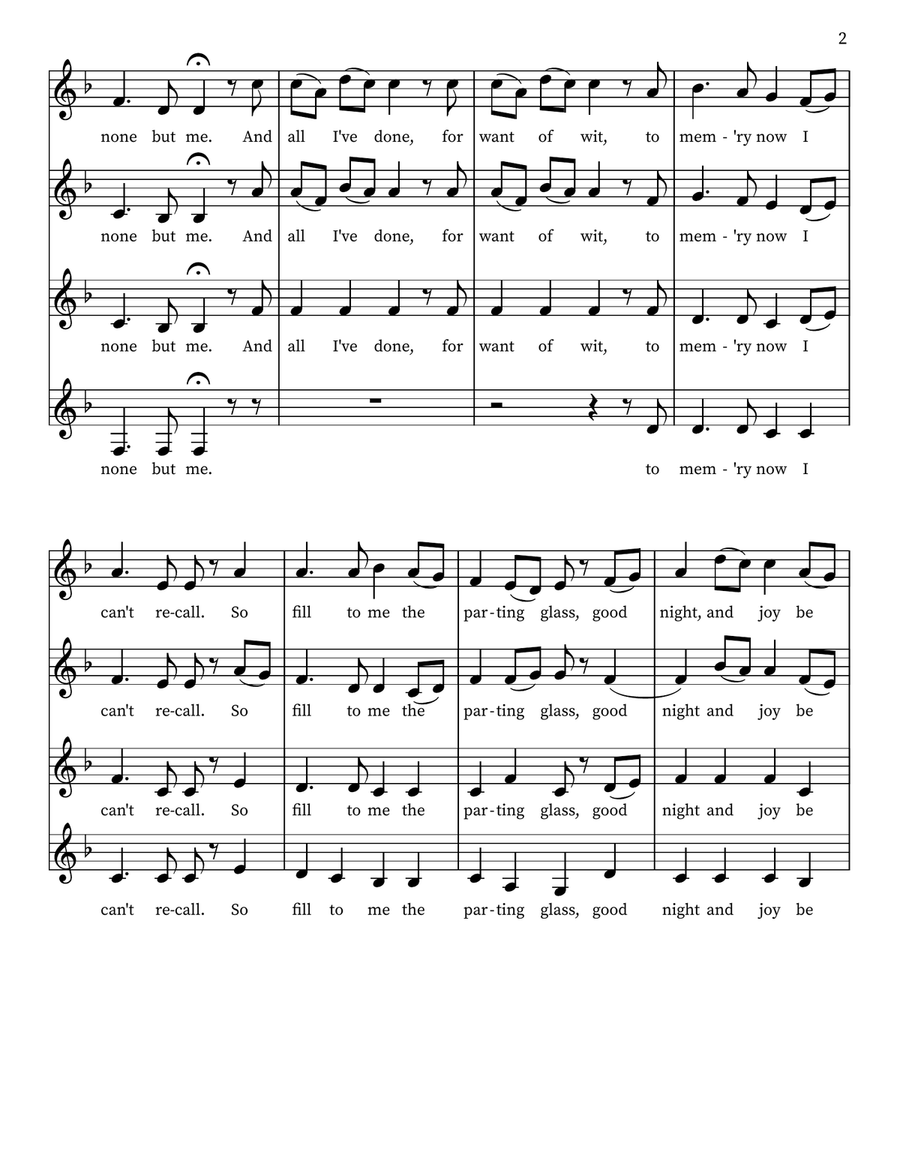 The Parting Glass by Traditional SSAA - Digital Sheet Music page 2