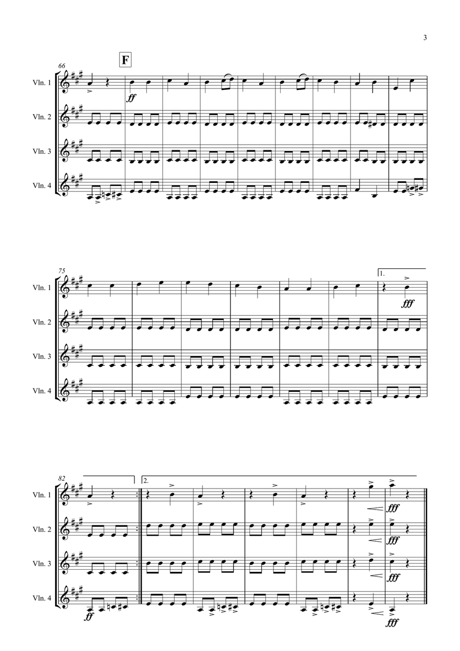 Beethoven Rocks! for Violin Quartet (Easy–Intermediate) by Ludwig van Beethoven Small Ensemble - Digital Sheet Music page 3