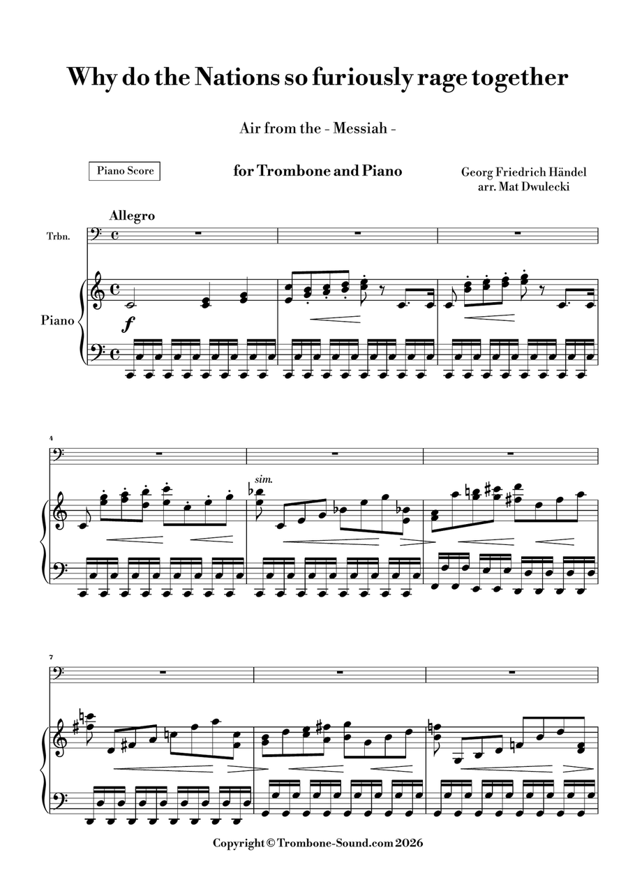 Why do the Nations so Furiously Rage Together from Messiah - G.F. Handel (Trombone and Piano) by George Frideric Handel Piano - Digital Sheet Music page 4
