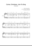 Come, Christians, Join To Sing (Madrid) - Piano in D With Chords & Lyrics - Beginner