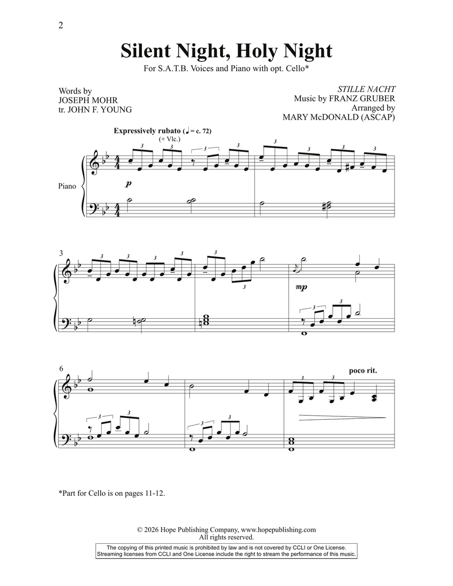 Silent Night, Holy Night by Mary McDonald 4-Part - Digital Sheet Music page 2