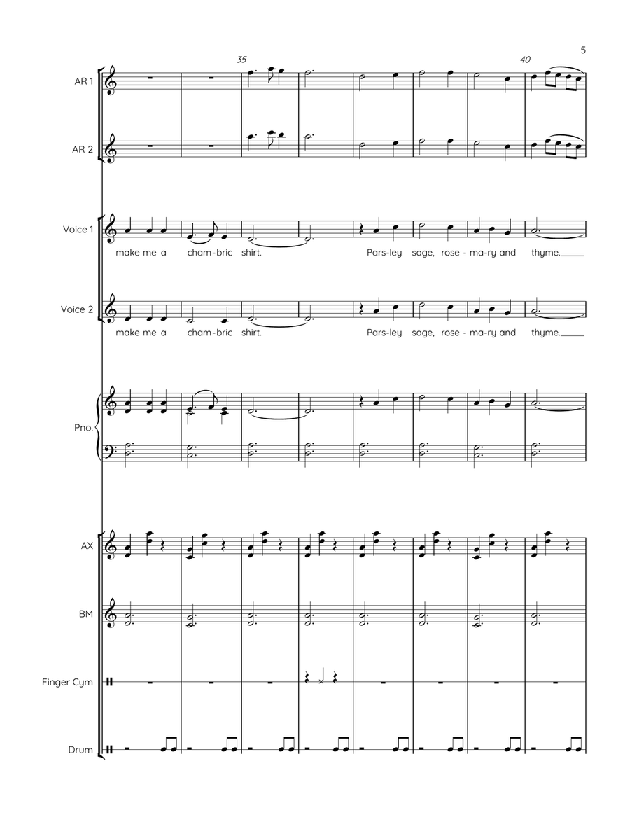 Scarborogh Fair by Traditional SA - Digital Sheet Music page 5