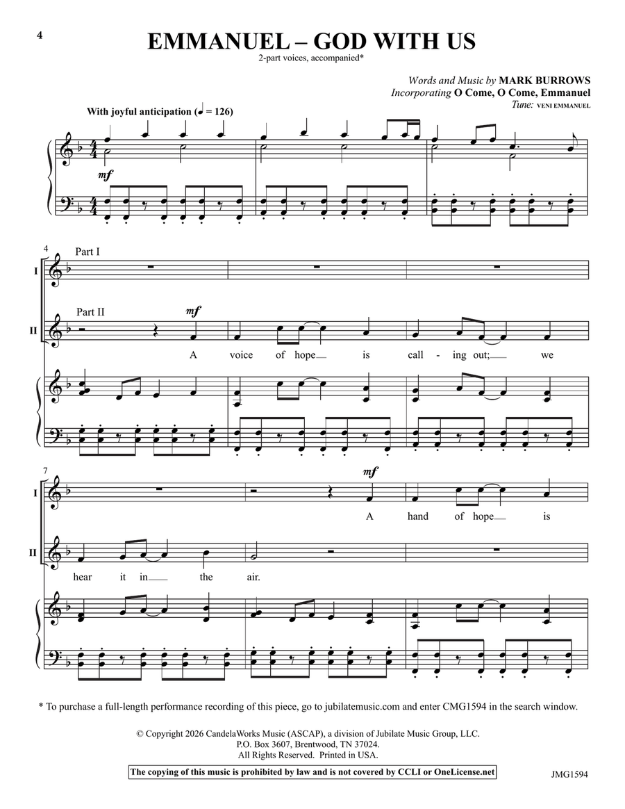 Emmanuel – God with Us by Mark Burrows Choir - Digital Sheet Music page 4