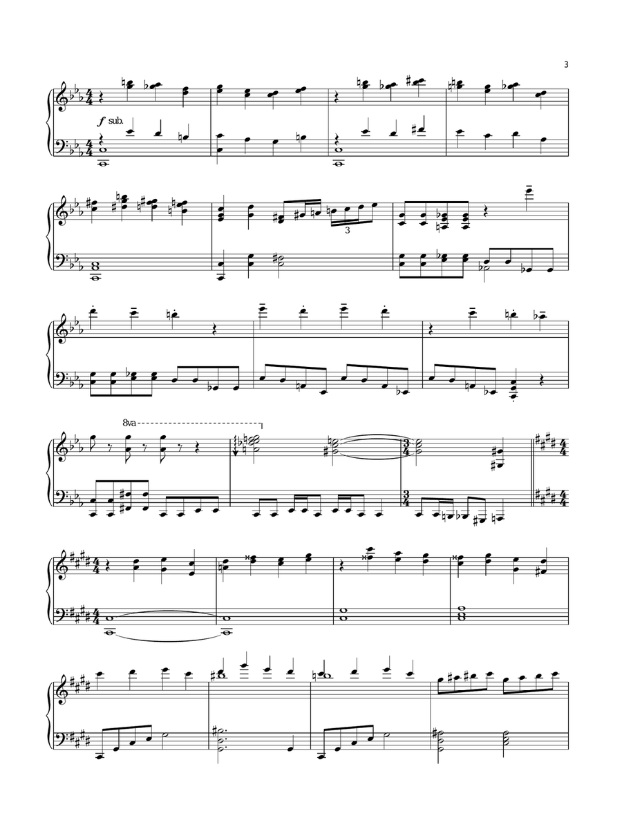 Batman Returns (Selena Transforms) by Danny Elfman Piano Solo - Digital Sheet Music page 3