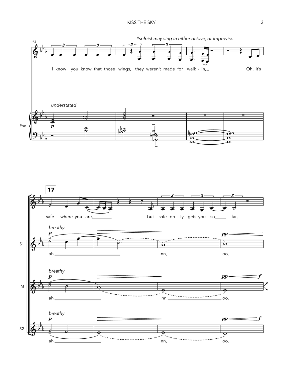 Kiss The Sky SSAA - Digital Sheet Music page 3