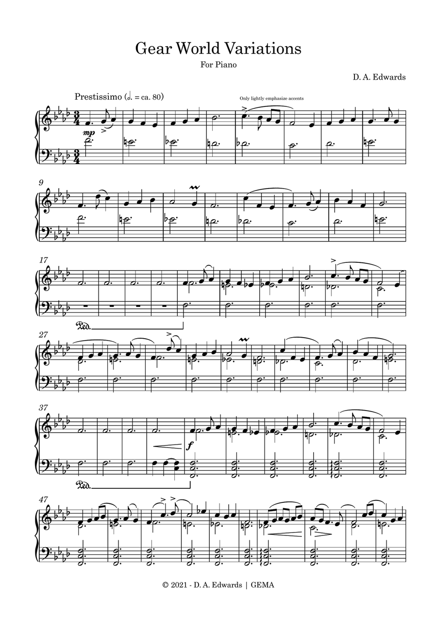 Gear World Variations – For Piano Piano Solo - Digital Sheet Music page 3