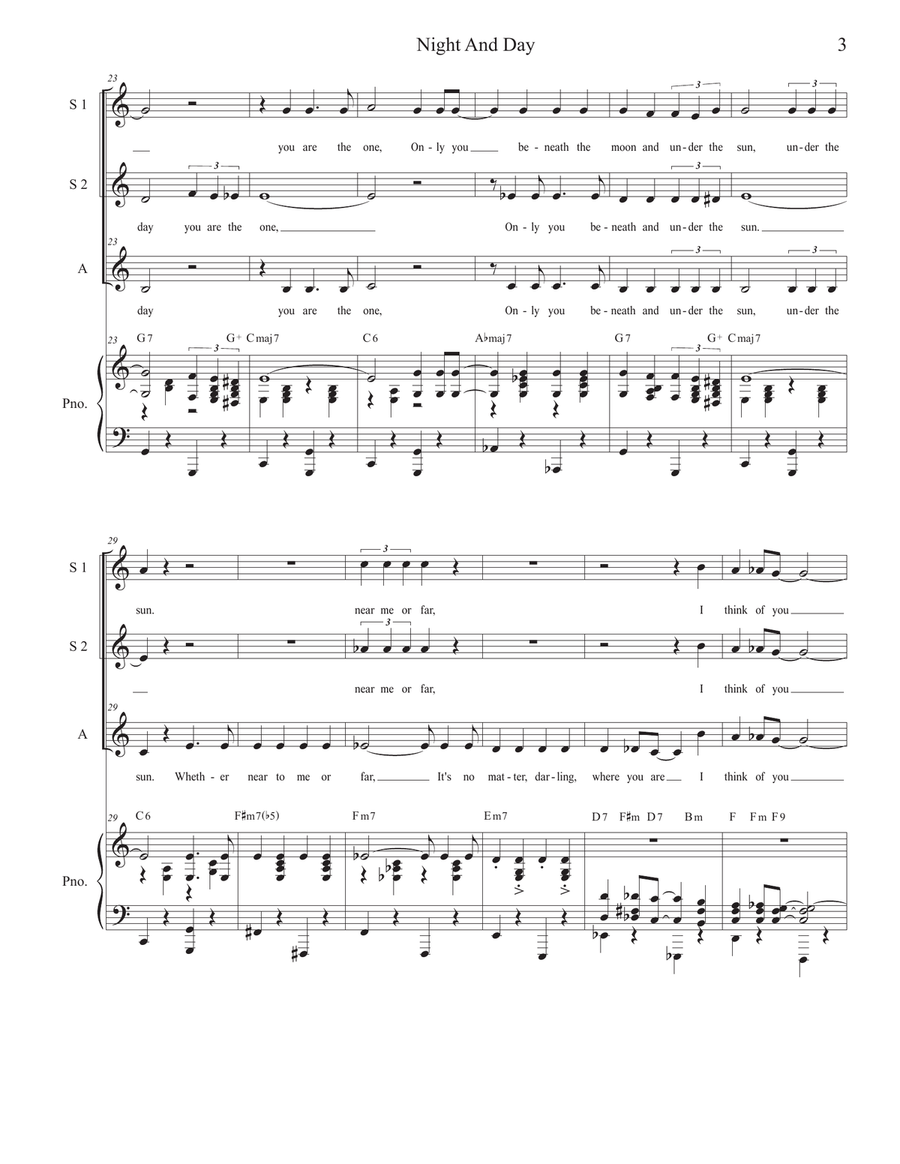 Night And Day by Cole Porter SSA - Digital Sheet Music page 3