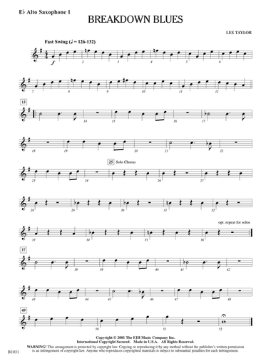 Breakdown Blues: E-flat Alto Saxophone 1