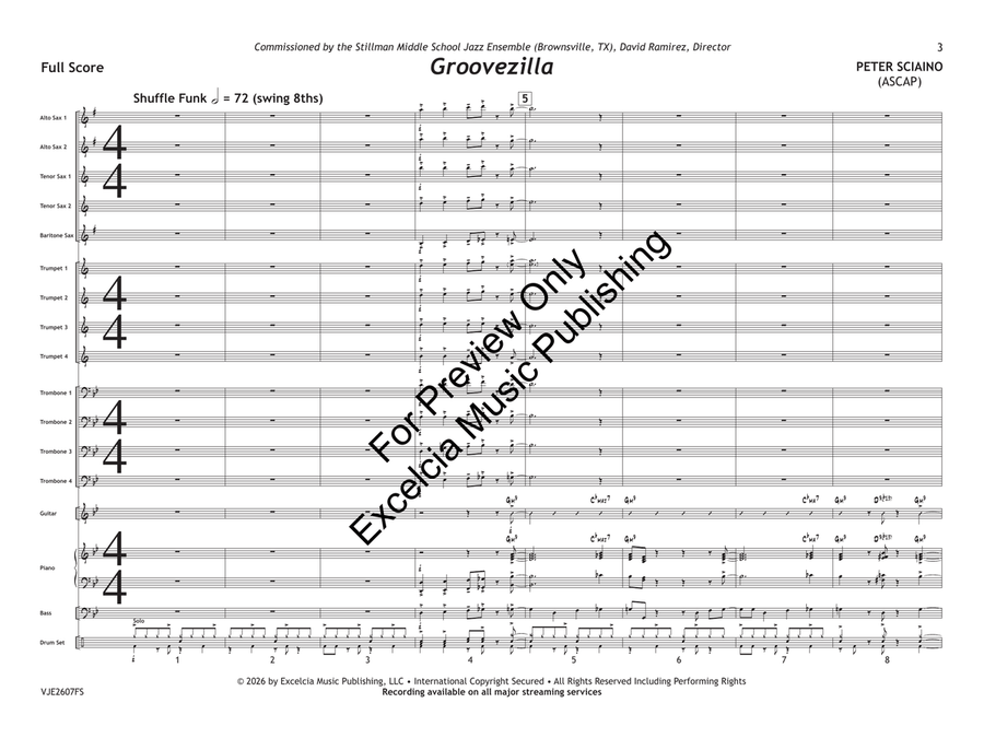 Groovezilla (Standard Set) by Peter Sciaino Jazz Ensemble - Sheet Music page 4