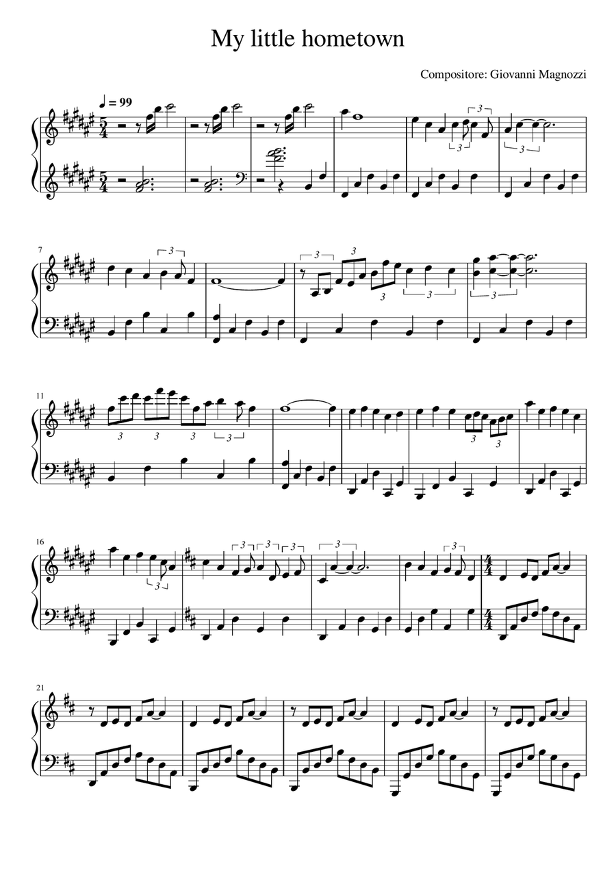 My Little Hometown (from From My Birthplace) Piano Solo - Digital Sheet Music page 3