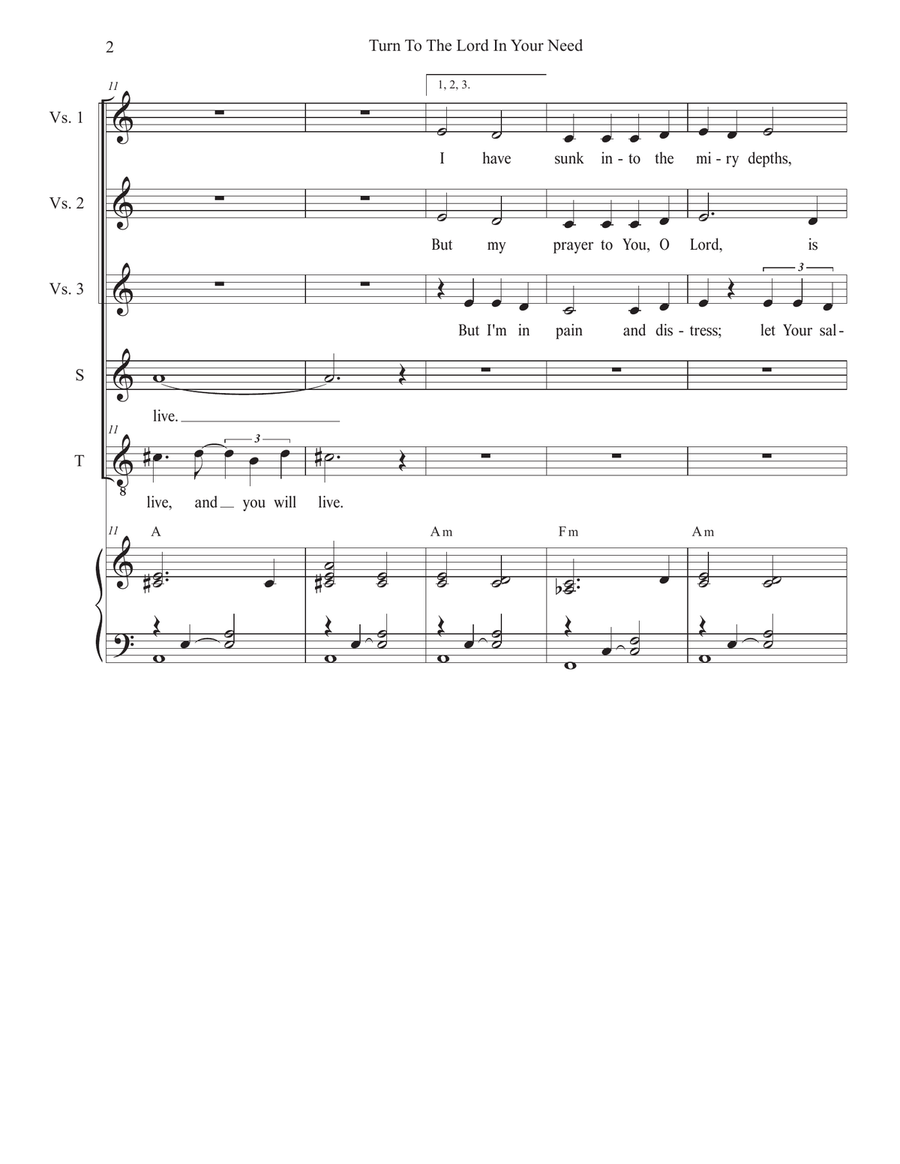 Turn To The Lord In Your Need (Duet for Soprano and Tenor solo) by Stephen DeCesare Tenor Voice - Digital Sheet Music page 2