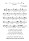 Love Divine, All Loves Excelling (Hyfrydol) - Flute in D Easy with Chords and Lyrics