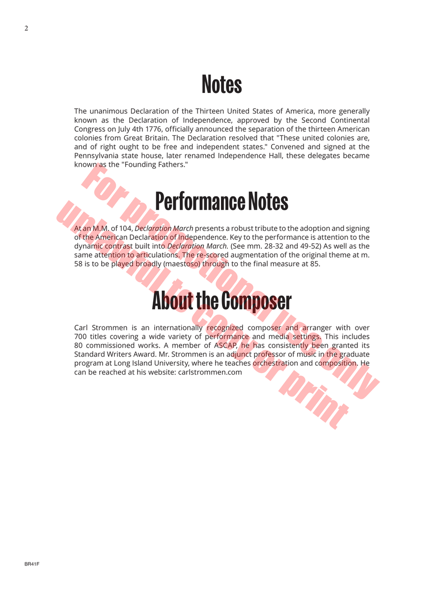 Declaration March by Carl Strommen Concert Band - Sheet Music page 3