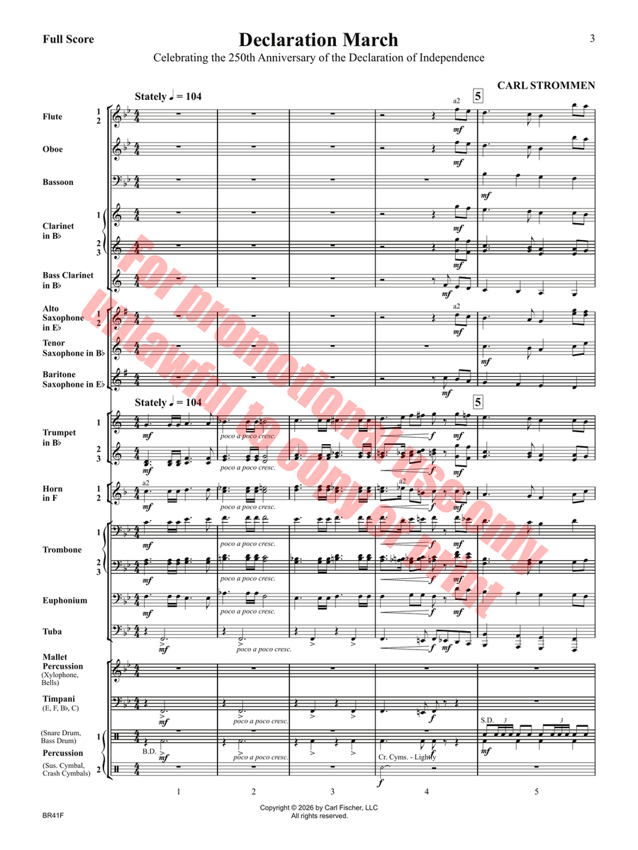 Declaration March by Carl Strommen Concert Band - Sheet Music page 4