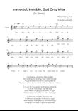 Immortal, Invisible, God Only Wise (St. Denio) - Flute in F Easy with Chords and Lyrics