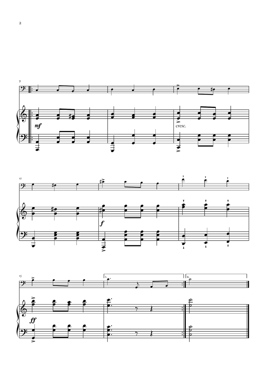 German Dance in C - Opus 33, D. 783, N°9 by Franz Schubert Chamber Music - Digital Sheet Music page 2