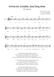 Immortal, Invisible, God Only Wise (St. Denio) - Violin in C Easy with Chords and Lyrics