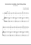 Immortal, Invisible, God Only Wise (St. Denio) - Cello with Piano in F Easy with Chords and Lyrics