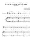 Immortal, Invisible, God Only Wise (St. Denio) - Trumpet with Piano in Ab Easy with Chords and Lyric