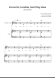 Immortal, Invisible, God Only Wise (St. Denio) - Trumpet with Piano in F Easy with Chords and Lyric