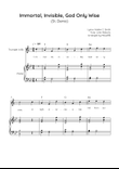 Immortal, Invisible, God Only Wise (St. Denio) - Trumpet with Piano in Bb Easy with Chords and Lyric