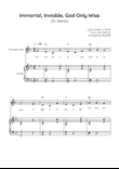 Immortal, Invisible, God Only Wise (St. Denio) - Trumpet with Piano in Eb Easy with Chords and Lyric
