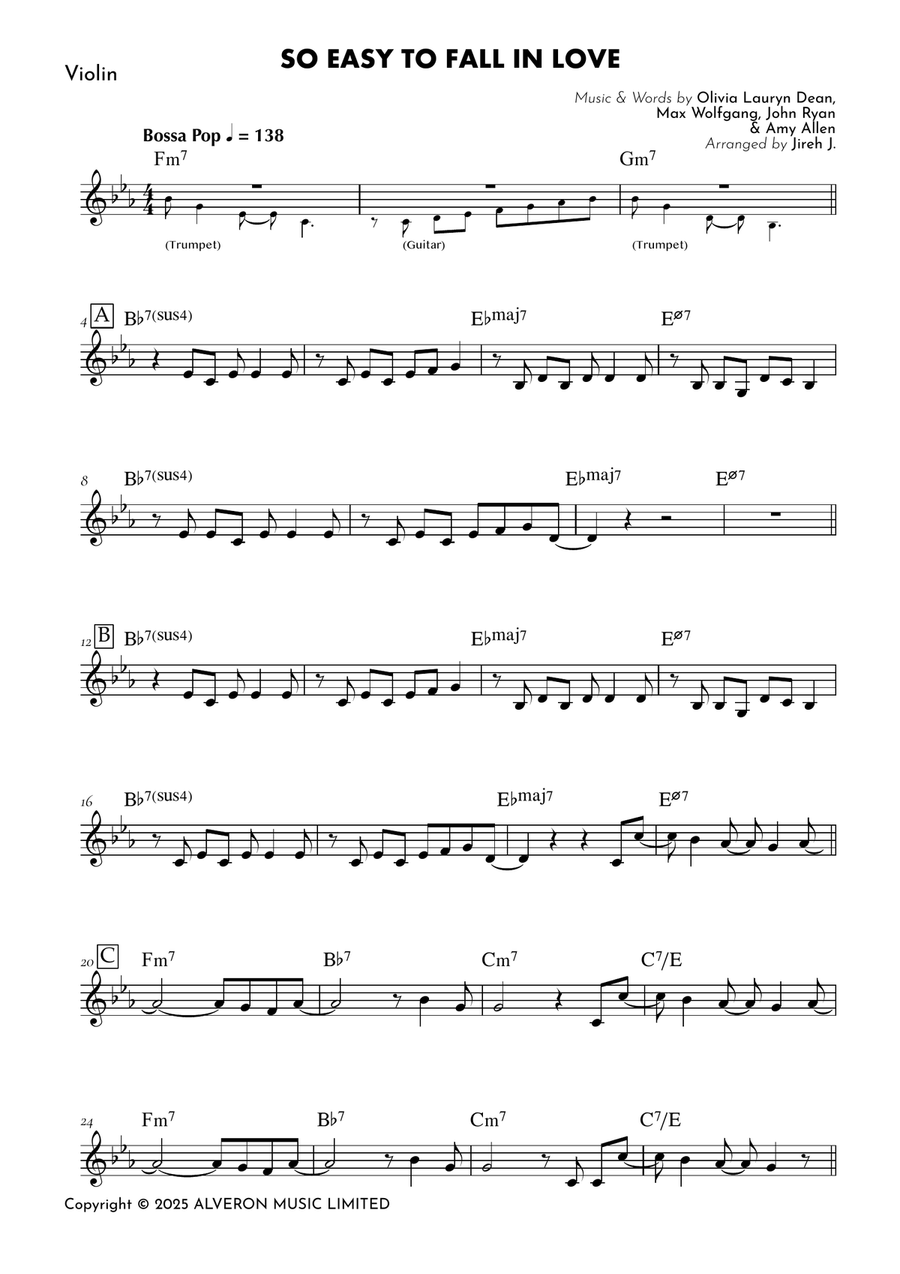 So Easy To Fall In Love Violin Solo - Digital Sheet Music page 2