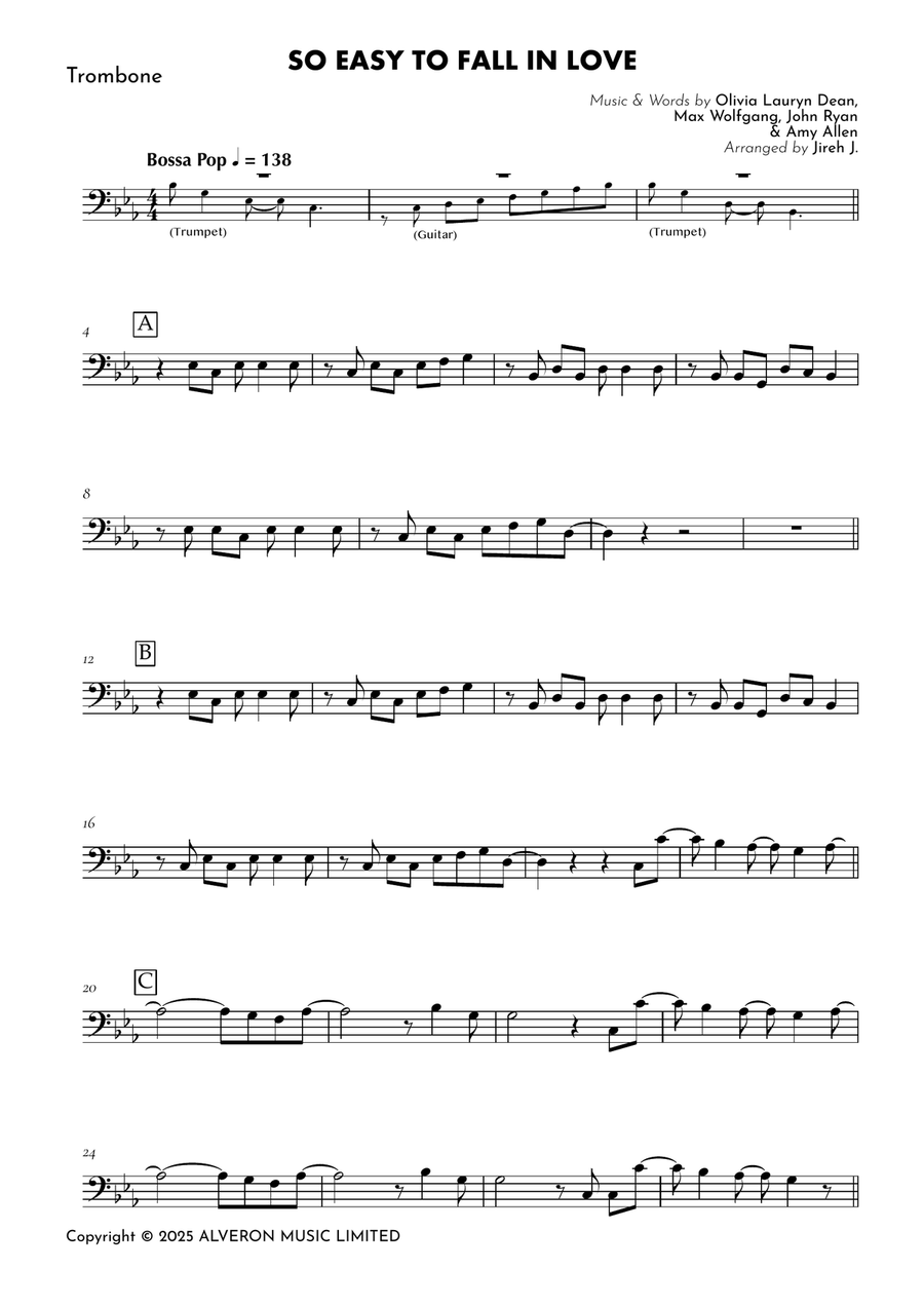 So Easy To Fall In Love Trombone Solo - Digital Sheet Music page 2