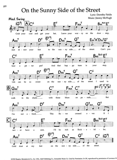 ON THE SUNNY SIDE OF THE STREET - LEAD SHEET