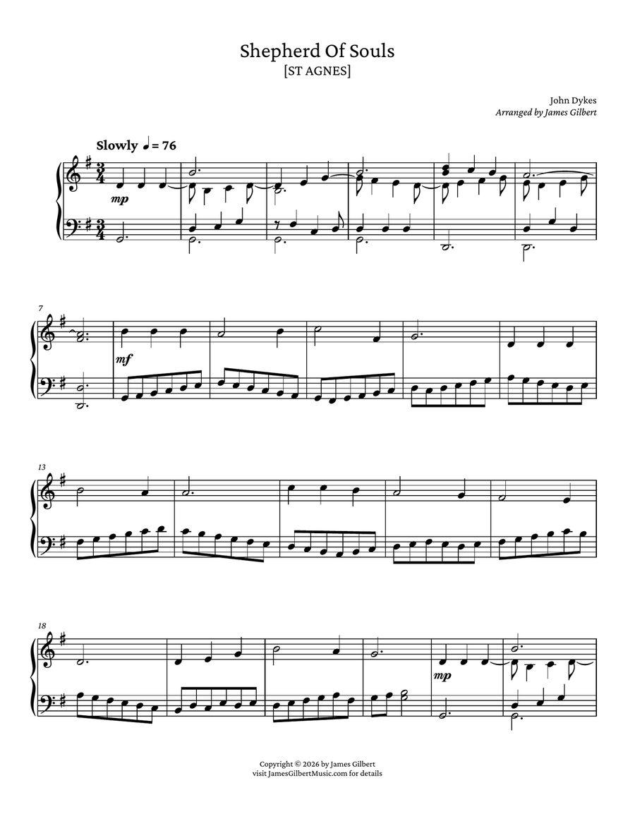 Shepherd of Souls (ST. AGNES) by James Gilbert Piano Solo - Digital Sheet Music page 2