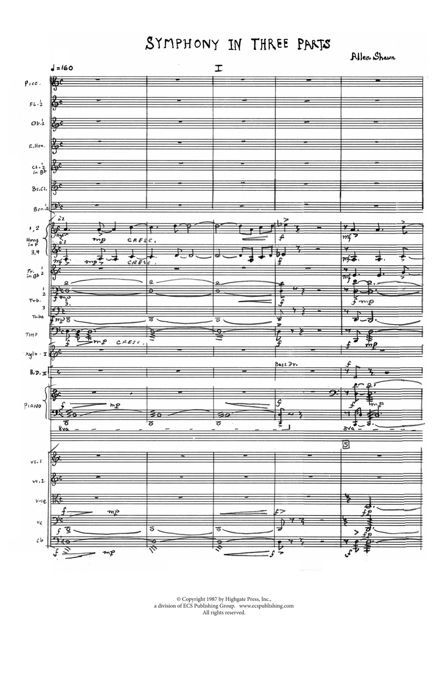 Symphony in Three Parts (Additional Full Score) by Allen Shawn 3-Part - Sheet Music page 3