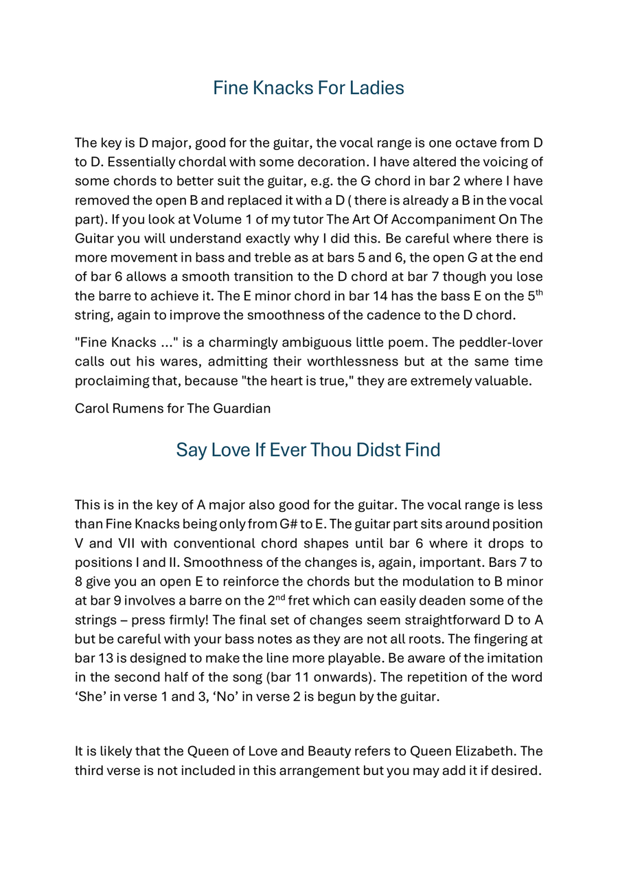 John Dowland Songs Part 1 by John Dowland Acoustic Guitar - Digital Sheet Music page 3