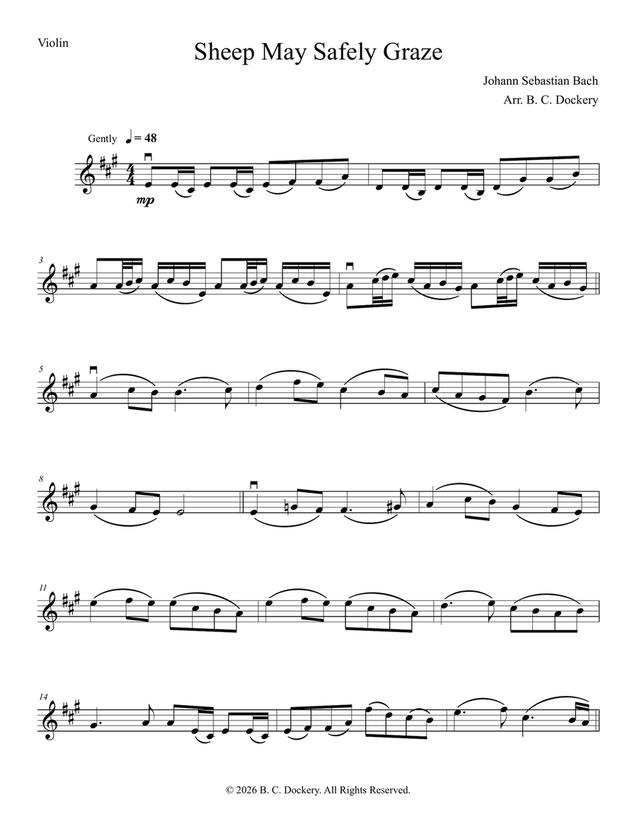 Sheep May Safely Graze (Violin and Cello Duet) by Johann Sebastian Bach String Duet - Digital Sheet Music page 3