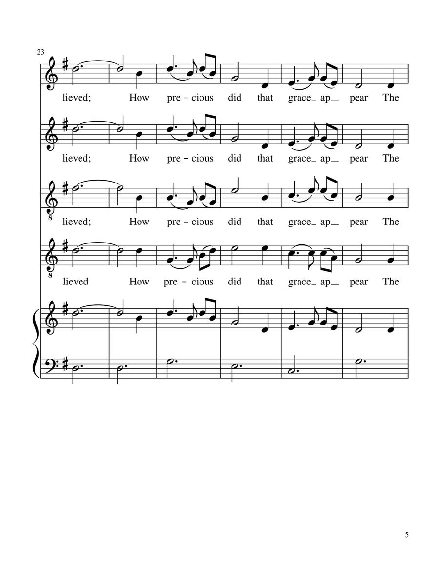 Amazing Grace (SSTT w/Piano - Key of G) by Traditional 4-Part - Digital Sheet Music page 5