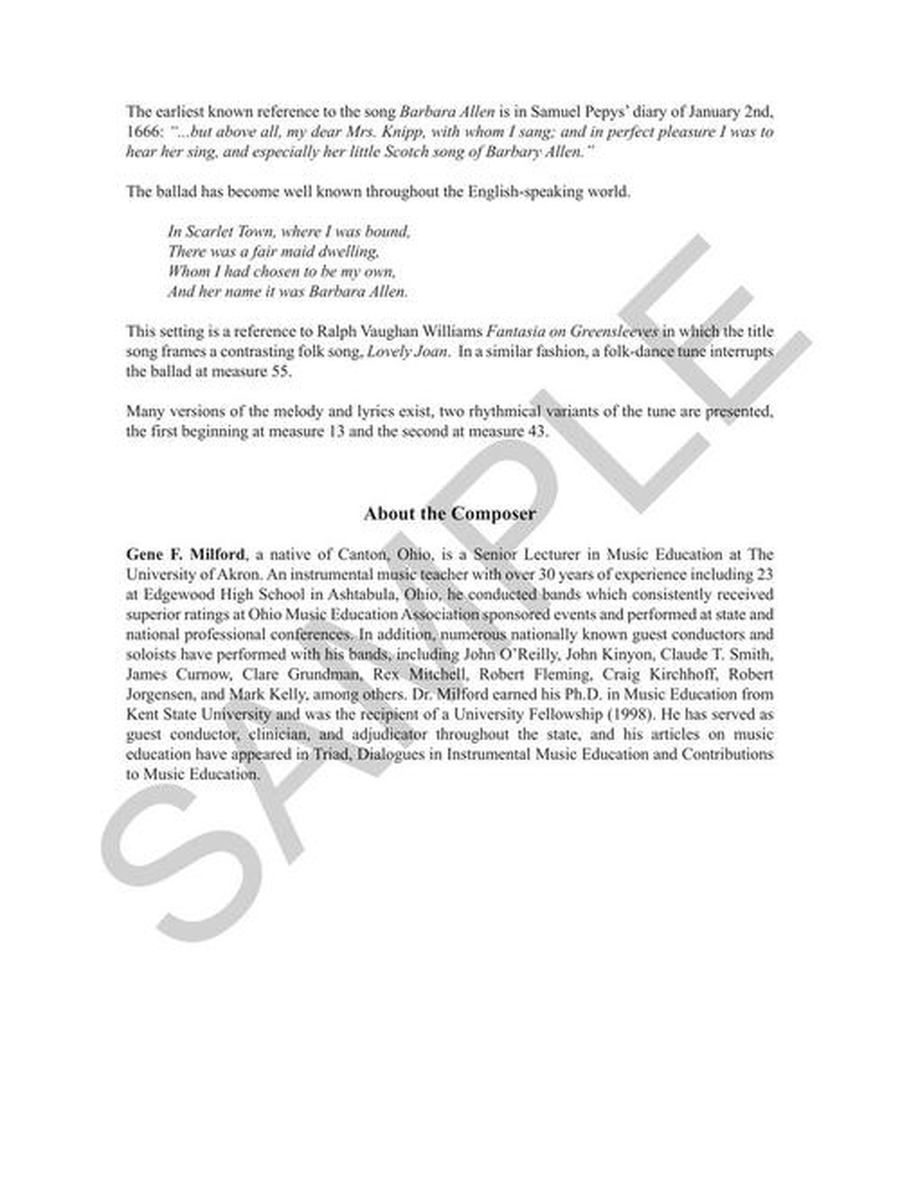 Fantasia on Barbara Allen by Traditional Concert Band - Sheet Music page 3