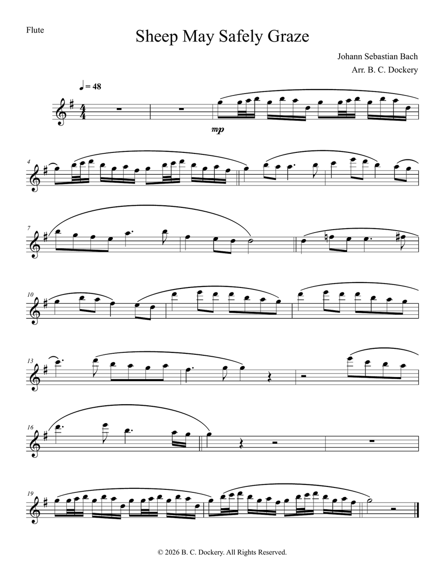 Sheep May Safely Graze (Woodwind Quintet) by Johann Sebastian Bach Woodwind Quintet - Digital Sheet Music page 5