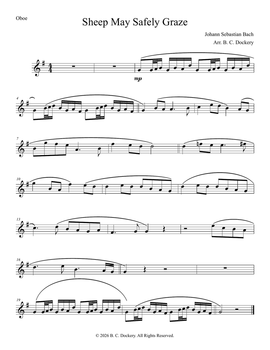 Sheep May Safely Graze (Woodwind Quintet) by Johann Sebastian Bach Woodwind Quintet - Digital Sheet Music page 6