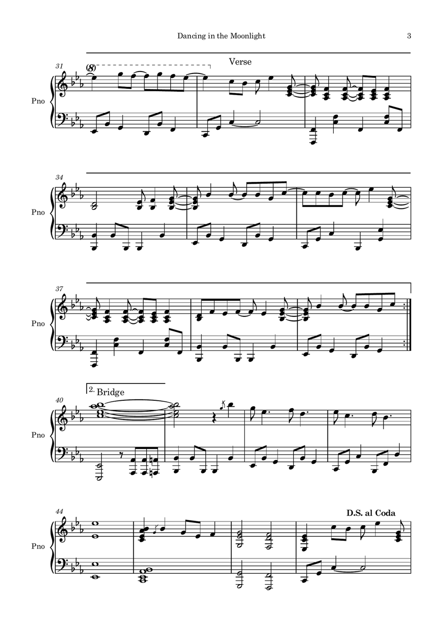 Dancing In The Moonlight Piano Solo - Digital Sheet Music page 3