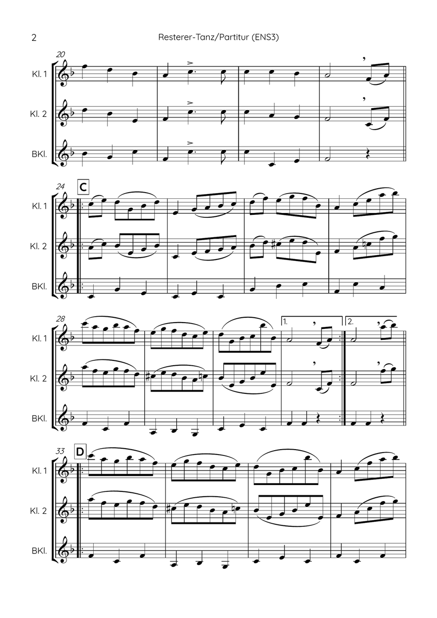Resterer-Tanz für 2 Klarinetten und Bassklarinette (ENS3) Small Ensemble - Digital Sheet Music page 4