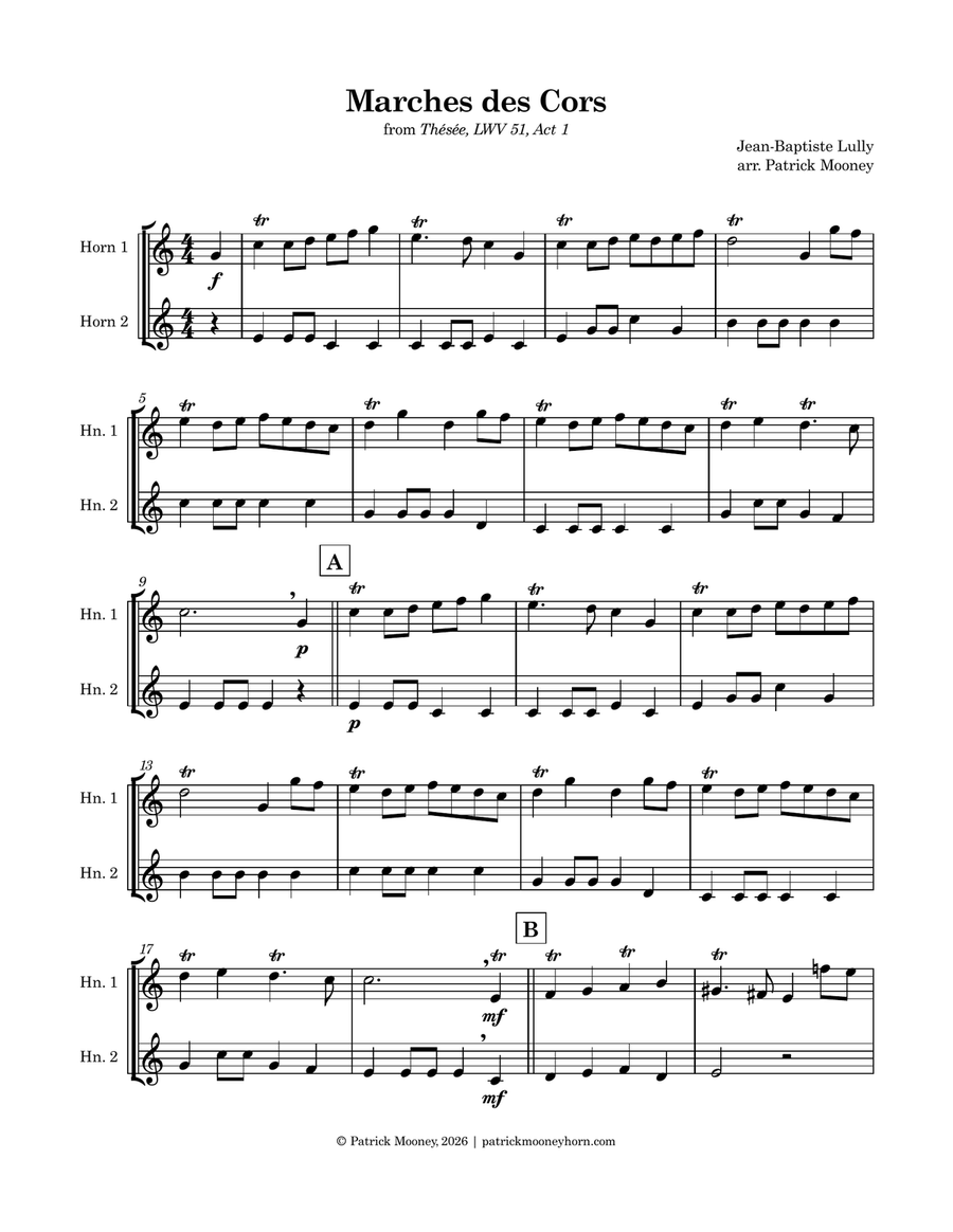 Marches des Cors by Jean-Baptiste Lully Brass Duet - Digital Sheet Music page 2