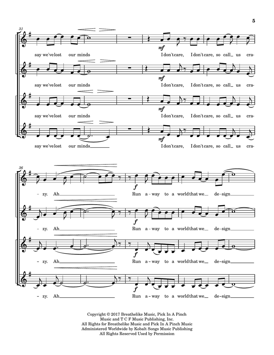 A Million Dreams by Pink SSAA - Digital Sheet Music page 5