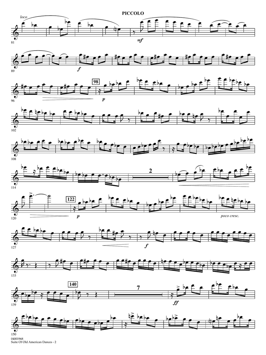 Suite of Old American Dances (Deluxe Edition) - Piccolo by Robert Russell Bennett Concert Band - Digital Sheet Music page 2